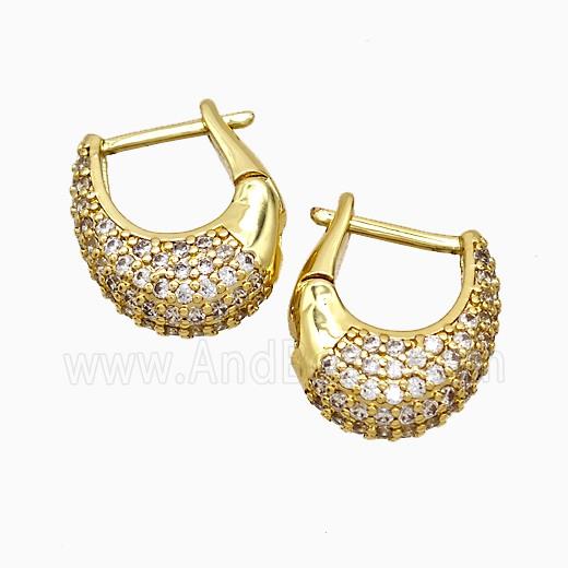 Copper Latchback Earrings Pave Zirconia Gold Plated