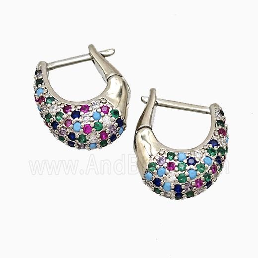 Copper Latchback Earrings Pave Zirconia Platinum Plated