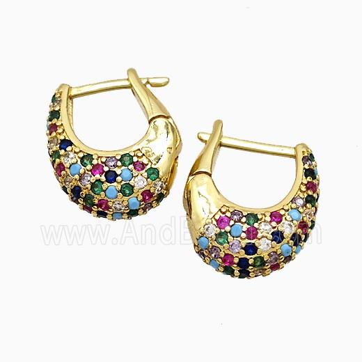 Copper Latchback Earrings Pave Zirconia Gold Plated