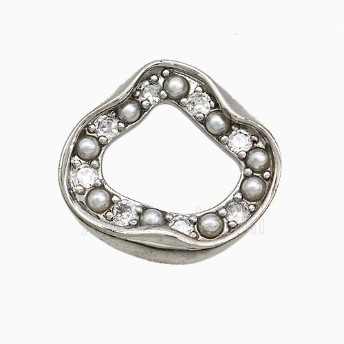 Copper Circle Pendant Pave Zirconia Pearlized Resin Platinum Plated