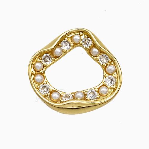 Copper Circle Pendant Pave Zirconia Pearlized Resin Gold Plated