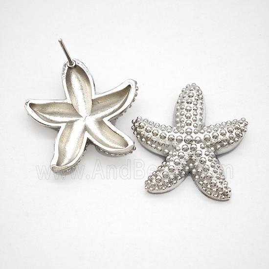 Copper Starfish Stud Earrings Platinum Plated