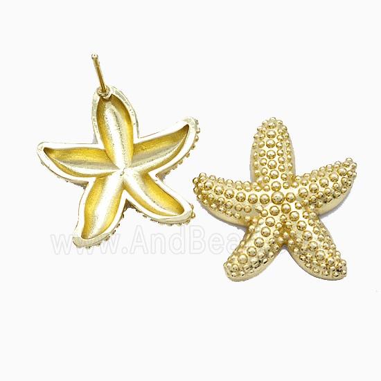 Copper Starfish Stud Earrings Gold Plated