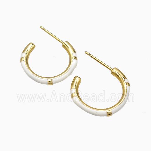 Copper Earring Pave Zircon, Gold Plated