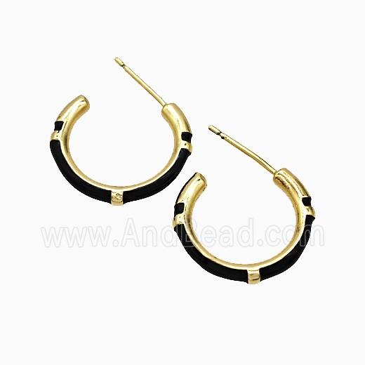 Copper Earring Pave Zircon, Gold Plated