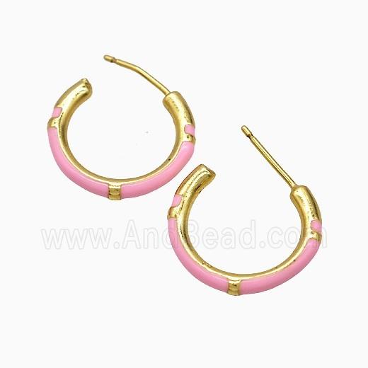 Copper Earring Pave Zircon, Gold Plated
