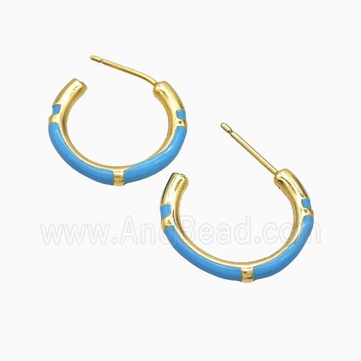 Copper Earring Pave Zircon, Gold Plated