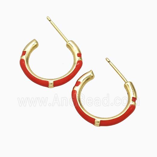 Copper Earring Pave Zircon, Gold Plated