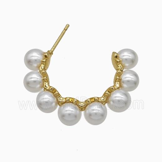 Copper Earring Pave Zircon, Gold Plated