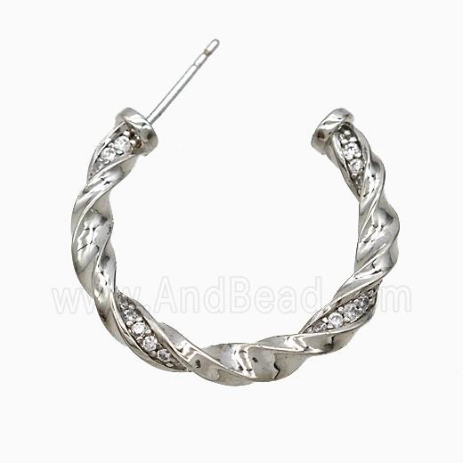 Copper Earring Pave Zircon, Gold Plated