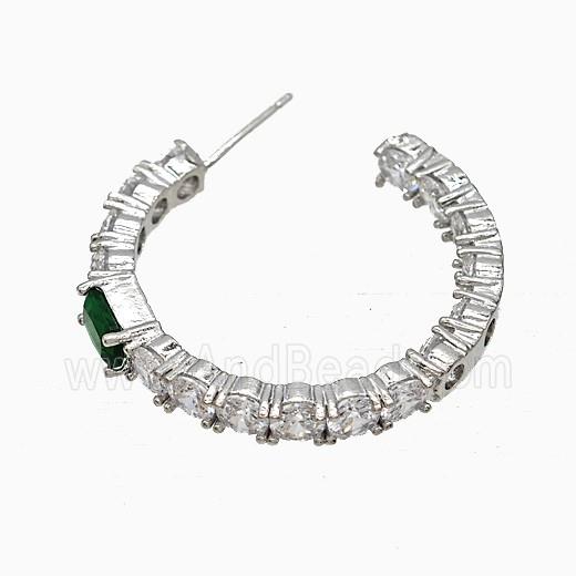 Copper Earring Pave Zircon, Gold Plated