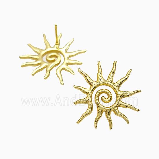 Copper Earring Pave Zircon, Gold Plated