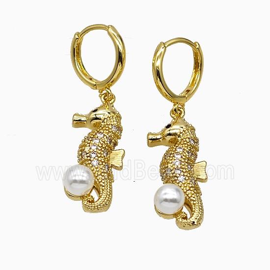 Copper Earring Pave Zircon, Gold Plated