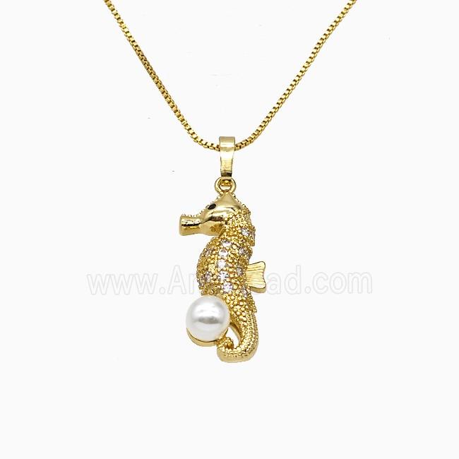 Copper Necklace Pave Zircon, Gold Plated