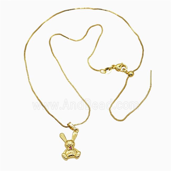 Copper Necklace Pave Zircon, Gold Plated