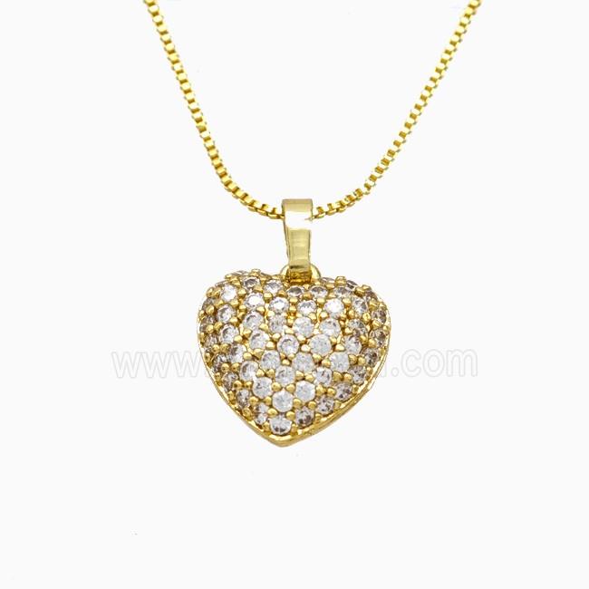 Copper Necklace Pave Zircon, Gold Plated