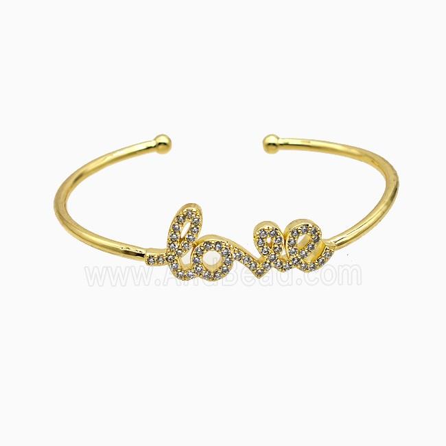 Copper Love Bangle Micropave Zirconia Gold Plated