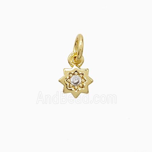 Copper Pendant Pave Zircon, Gold Plated
