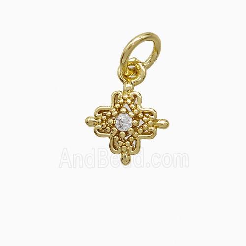 Copper Cross Pendant Pave Zirconia Gold Plated