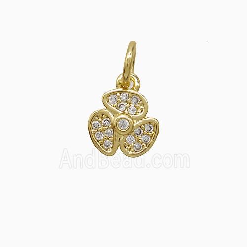 Copper Pendant Pave Zircon, Gold Plated