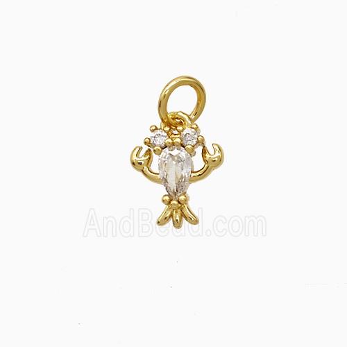 Copper Pendant Pave Zircon, Gold Plated