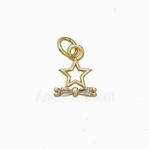 Copper Pendant Pave Zircon, Gold Plated