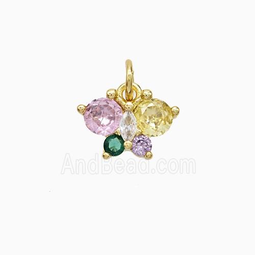 Copper Pendant Pave Zircon, Gold Plated