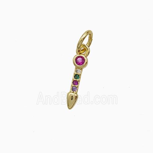 Copper Pendant Pave Zircon, Gold Plated
