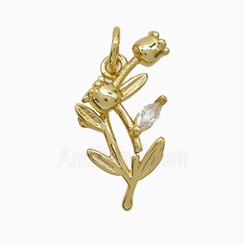 Copper Pendant Pave Zircon, Gold Plated