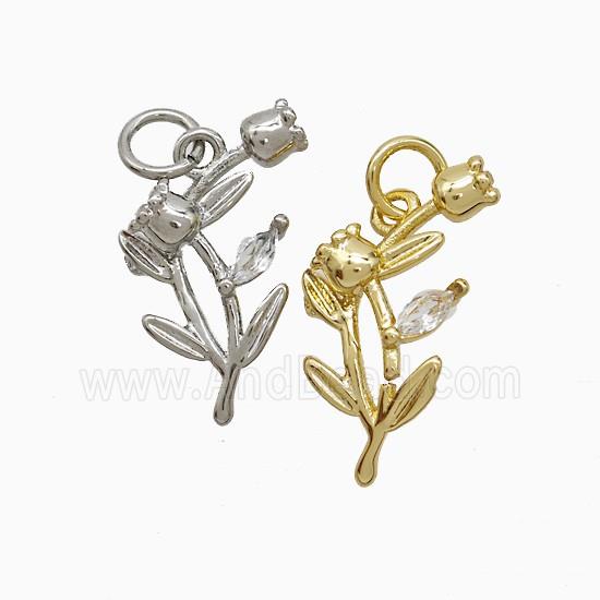 Copper Pendant Pave Zircon, Gold Plated