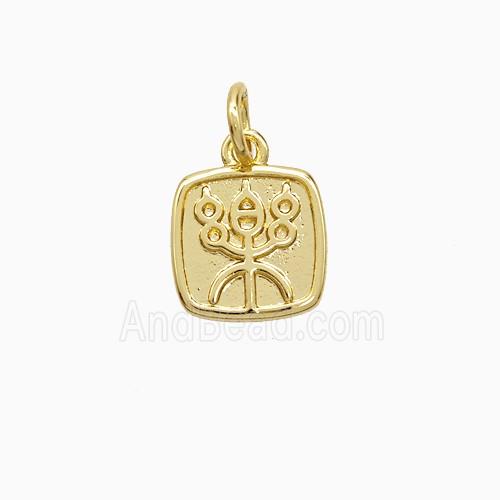 Copper Pendant Pave Zircon, Gold Plated
