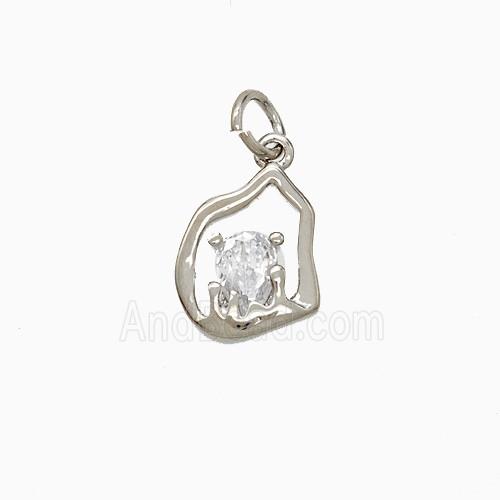 Copper Pendant Pave Zircon, Gold Plated