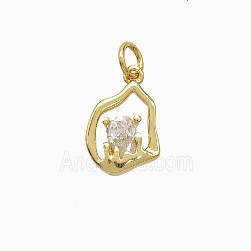 Copper Pendant Pave Zircon, Gold Plated