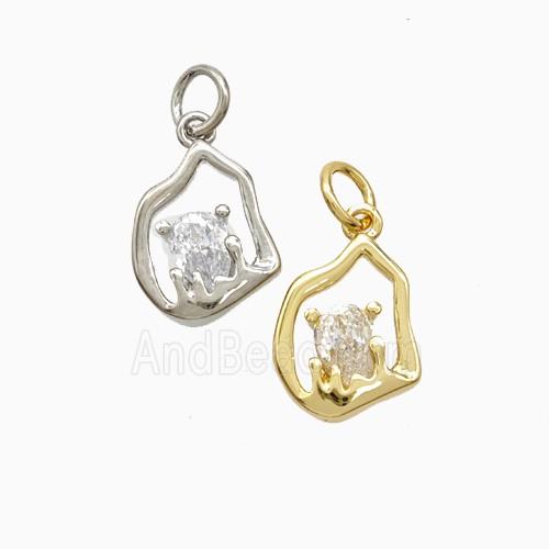 Copper Pendant Pave Zircon, Gold Plated