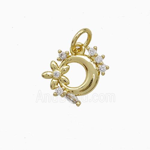 Copper Pendant Pave Zircon, Gold Plated