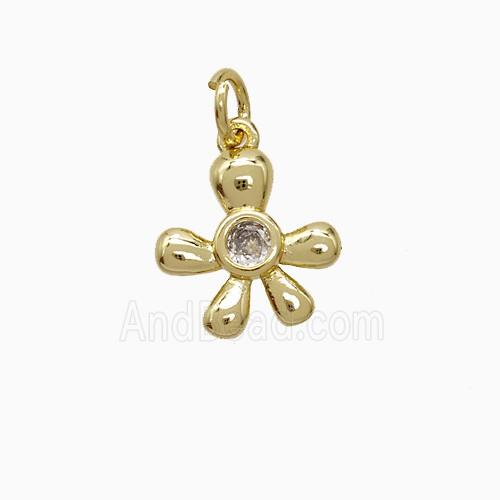 Copper Pendant Pave Zircon, Gold Plated