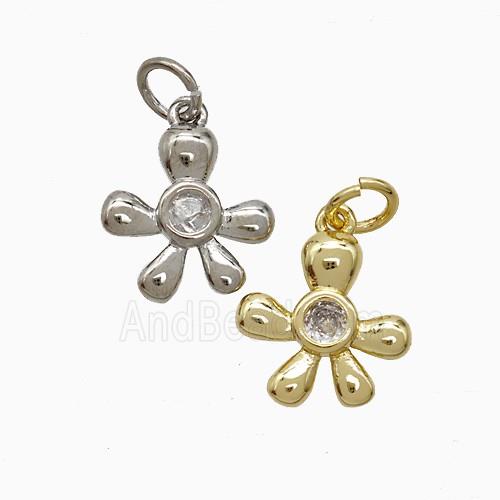 Copper Flower Pendant Pave Zirconia Mixed