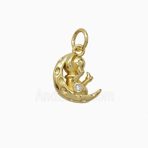 Copper Pendant Pave Zircon, Gold Plated