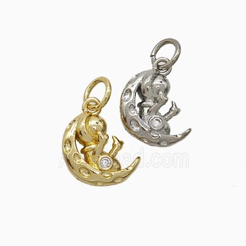 Copper Pendant Pave Zircon, Gold Plated