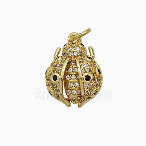 Copper Pendant Pave Zircon, Gold Plated