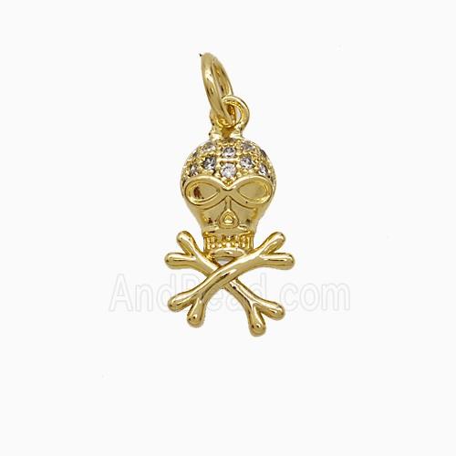 Copper Pendant Pave Zircon, Gold Plated