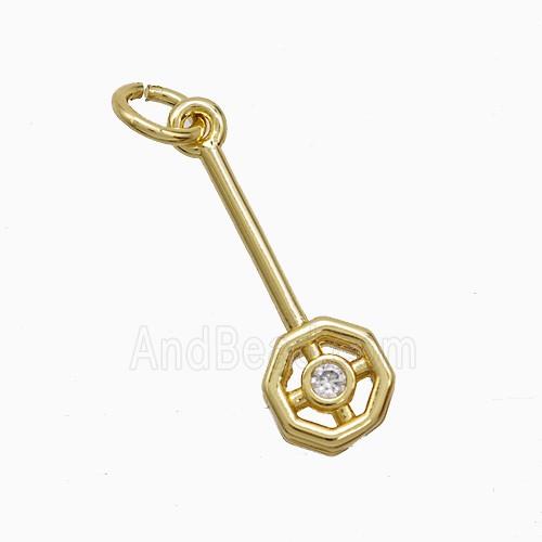 Copper Pendant Pave Zircon, Gold Plated