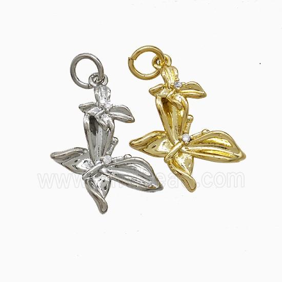 Copper Pendant Pave Zircon, Gold Plated