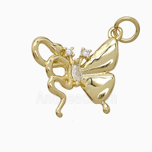 Copper Pendant Pave Zircon, Gold Plated