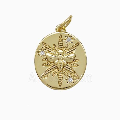 Copper Pendant Pave Zircon, Gold Plated