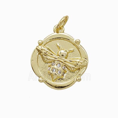 Copper Honeybee Pendant Pave Zirconia Gold Plated