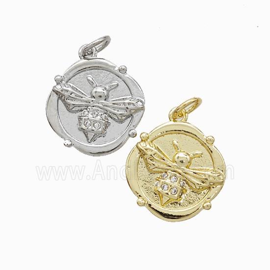 Copper Honeybee Pendant Pave Zirconia Mixed