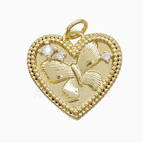 Copper Pendant Pave Zircon, Gold Plated