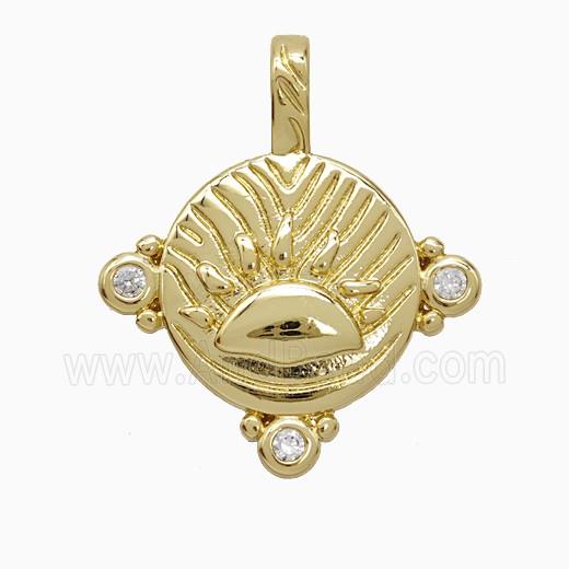 Copper Pendant Pave Zircon, Gold Plated
