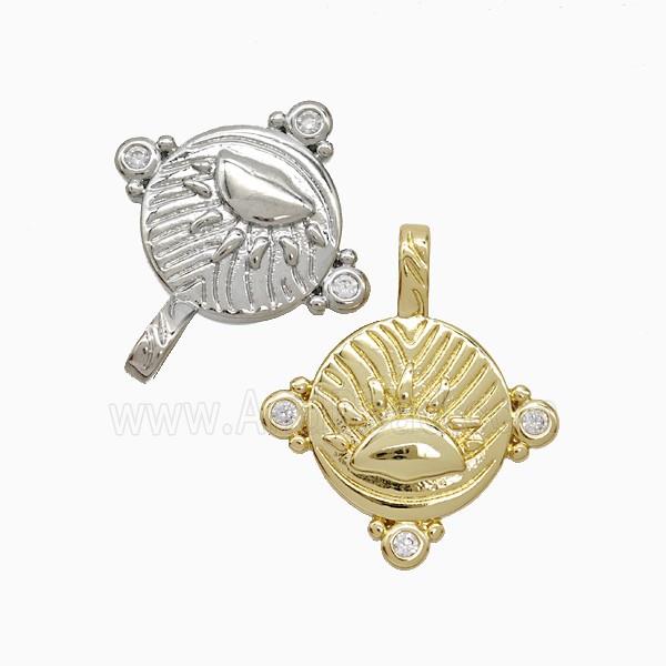 Copper Pendant Pave Zircon, Gold Plated